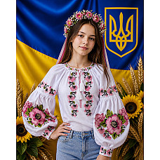 Блуза для дівчинки (підліткова), натуральне домоткане полотно, 9-14 років