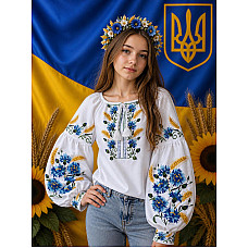 Блуза для дівчинки (підліткова), натуральне домоткане полотно, 9-14 років