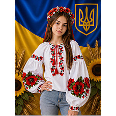 Блуза для дівчинки (підліткова), натуральне домоткане полотно, 9-14 років
