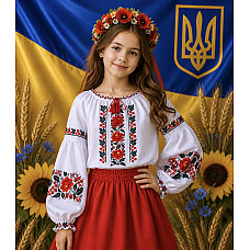 Блузка для дівчинки, тканина поплін, розміри 122-146