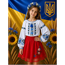 Блузка для дівчинки, тканина поплін, розміри 122-146