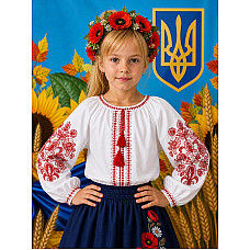 Блузка для дівчинки, тканина поплін, розміри 122-146