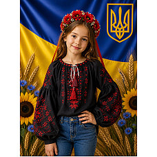 Блузка для дівчинки, тканина поплін, розміри 122-146