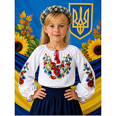 Блузка для дівчинки, тканина поплін, розміри 122-146