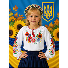 Блузка для дівчинки, тканина поплін, розміри 122-146