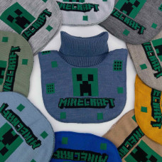 Дитяча Зимова Манішка "Кріпер" (Creeper). Теплий в'язаний нагрудник для хлопчика. Склад: 50% Вовна / 50% Акрил з повною підкладкою ФЛІС. Розмір 48-54 см.