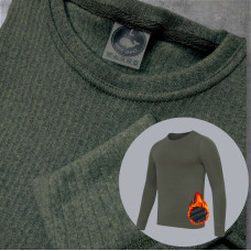 Чоловічий Термо-Лонгслів (Кофта). На ФЛІСІ. Тканина Рібана Рубчик. олива колір. Розміри S-3XL. Арт. Т-00685.