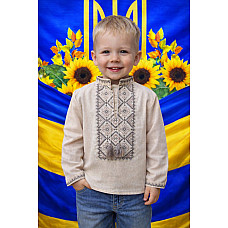 Дитяча вишиванка на хлопчика (Садочок), натуральний льон, 2-6 років