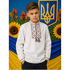 Вишиванка підліткова на хлопчика, натуральний льон, розміри 146-164 (4 од.)
