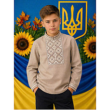 Вишиванка підліткова на хлопчика, натуральний льон, розміри 146-164 (4 од.)