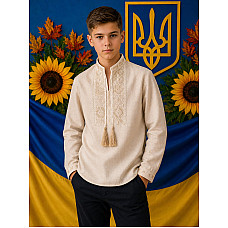 Вишиванка підліткова на хлопчика, натуральний льон, розміри 146-164 (4 од.)
