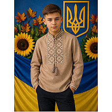 Вишиванка підліткова на хлопчика, натуральний льон, розміри 146-164 (4 од.)