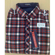 Сорочка чоловіча тепла в клітинку на флісі приталена Ovento Slim Fit (M-3XL)