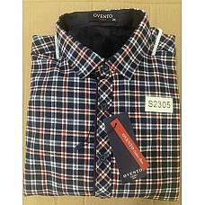 Сорочка чоловіча тепла в клітинку на флісі приталена Ovento Slim Fit (M-3XL)