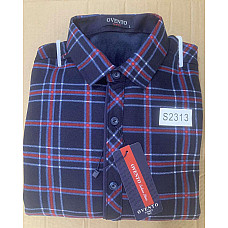 Сорочка чоловіча тепла в клітинку на флісі приталена Ovento Slim Fit (M-3XL)