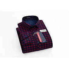Сорочка чоловіча тепла в клітинку на флісі приталена Ovento Slim Fit (M-3XL)