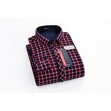 Сорочка чоловіча тепла в клітинку на флісі приталена Ovento Slim Fit (M-3XL)
