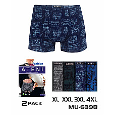 Чоловічі боксери ATENI MU-6398 з написом міст (розміри XL, 2XL, 3XL, 4XL) 2 PACK