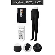 Жіночі теплі колготки з начосом A946, XL–6XL, чорні, оптом
