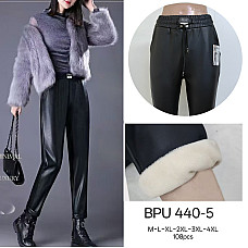 Штани/брюки жіночі шкіряні зимові теплі на хутрі BPU 440-5 (M-4XL)
