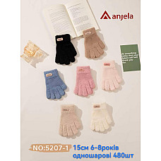 Перчатки дитячі одношарові махрові Anjela 15 см 6-8 років Код: 5207-1 (12 шт/уп, 480 шт)