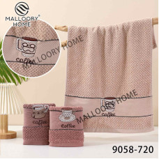 Рушники кухонні махрові Malloory Home, розмір 40*60 см, набір 12 шт, вишивка Coffee