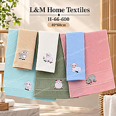 Вафельні кухонні рушники L&M H-66-600 з овечками, 40×60 см, різні кольори оптом
