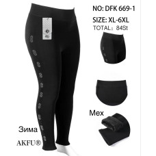 Жіночі термолегінси AKFU DFK 669-1. З хутром усередині, зимові. Розміри XL–6XL.