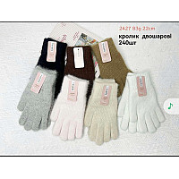 Перчатки жіночі пухнасті кролик двошарові Anjela 22 см Код: 2427 (240 шт)