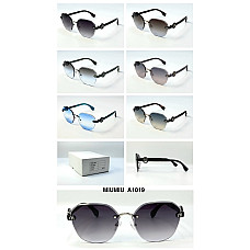 Сонцезахисні окуляри MIU MIU A1019, безрамкові багатокутні, декор «m», асорті кольорів, опт