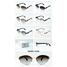 Сонцезахисні окуляри MIU MIU A1020, безрамкові багатокутні, декор логотипом, асорті кольорів, опт