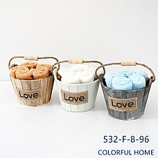 Подарунковий набір махрових серветок Colorful Home 25х25 см, 5 шт. у кошику, 100% мікрофібра/бавовна, опт