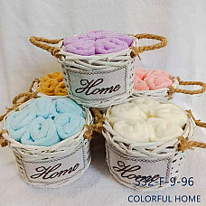 Подарунковий набір махрових серветок Colorful Home 25х25 см, 5 шт. у кошику, 100% мікрофібра/бавовна, опт