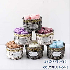 Подарунковий набір махрових серветок Colorful Home 25х25 см, 5 шт. у кошику, 100% мікрофібра/бавовна, опт