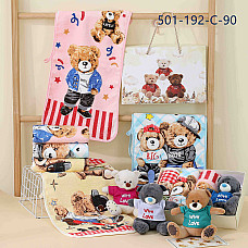 Подарунковий набір Colorful Home: 3 махрові рушники 25х50 см + м'яка іграшка-брелок, опт