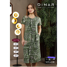 Жіноче плаття-халат DiNAR Textiles батал. Стильний дизайн з написами, застібка-блискавка спереду, короткий рукав. Зручне й практичне для дому. Розміри: 2XL, 3XL, 4XL, 5XL. Опт. opt7km, виробник Узбекистан.
