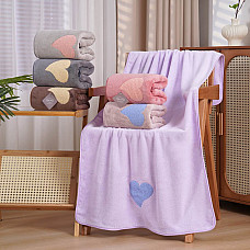 Рушники для обличчя з мікрофібри «Сердечна Ніжність» 80335, візерунок серце, асорті кольорів, опт (уп. 6 шт)