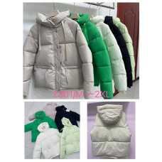 Жіночий пуховик 2301. Розміри M–2XL. Кольори: бежевий, зелений, темно-синій, молочний, м’ятний. Пачка 4 шт одного кольору. Модель з капюшоном і блискавками. Опт від 1 пачки.
