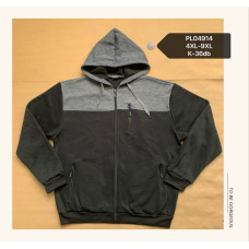 Чоловіча кофта на байці PL04914. Розміри 4XL–9XL. Зручна, тепла, з капюшоном і кишенями на блискавках. Упаковка 6 штук.