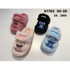Дитячі утеплені капці з героєм Stitch. Розміри 30–35. Упаковка 24 пари. Мікс кольорів. М’які, зручні, яскраві.