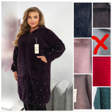 Жіноче пальто з альпаки зі стразами. Розмір універсальний 56–58. Довжина нижче коліна, капюшон, кишені. М’яке, тепле, кольори в асортименті.