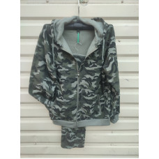 Чоловічий камуфляжний костюм на байці: кофта на блискавці з капюшоном + штани. Розміри M–3XL, в упаковці 6 штук, кольори асорті