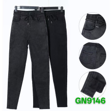 Жіночі утеплені джегінси GN9146. Щільна еластична тканина з флісом. Колір: мікс (чорний, графіт). Розміри батальні. Упаковка: 12 шт.