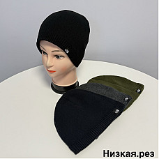 Шапка чоловіча акрилова на флисі спортивна з низькою посадкою Універсальний розмір (5 шт/уп)