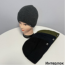 Шапка чоловіча акрилова на флисі спортивна з низькою посадкою Універсальний розмір (5 шт/уп)