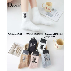 Жіночі теплі шкарпетки з норкової вовни. Розмір 37–41, м’які та затишні. Декор зі стразами.