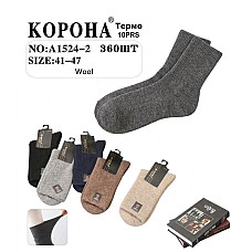 Шкарпетки чоловічі вовняні Корона A1524-2 41–47 оптом, чорні, сірі, сині, коричневі