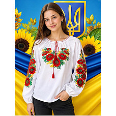 Вишиванка для дівчинки (підліткова), тканина поплін, розміри 152-170
