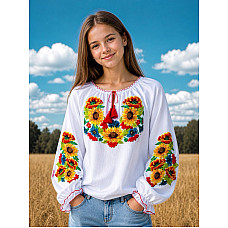 Вишиванка для дівчинки (підліткова), тканина поплін, розміри 152-170