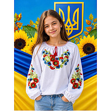 Вишиванка для дівчинки (підліткова), тканина поплін, розміри 152-170